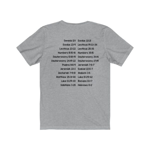 Protect Immigrants | No Human is Illegal Bible Verse Short Sleeve Tee - Image 2