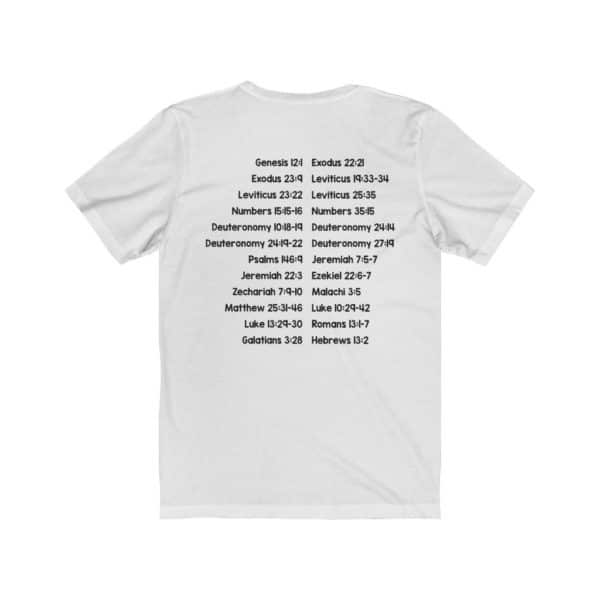 Protect Immigrants | No Human is Illegal Bible Verse Short Sleeve Tee - Image 4