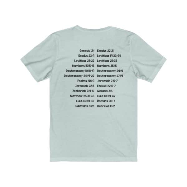 Protect Immigrants | No Human is Illegal Bible Verse Short Sleeve Tee - Image 10