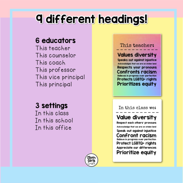 Educators Value Diversity Posters | Printable 8.5 x 11 posters | Digital Download - Image 4
