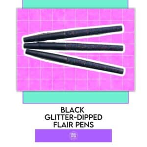 Black Glitter Dipped Flair Pen