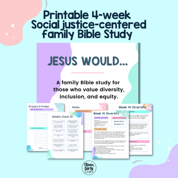 4-week Printable Social Justice Family Bible Study - Weekly Family Bible Study - Printable Bible Study